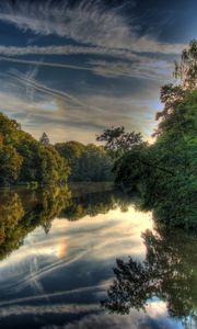 Превью обои река, германия, пейзаж, hessen lich, hdr, природа