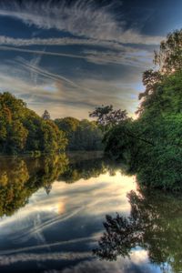 Превью обои река, германия, пейзаж, hessen lich, hdr, природа