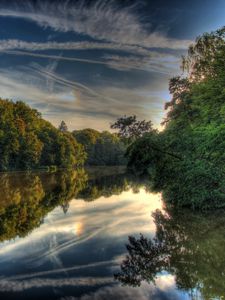 Превью обои река, германия, пейзаж, hessen lich, hdr, природа