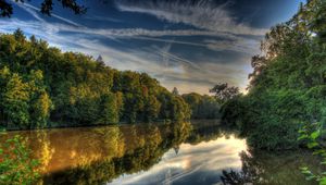 Превью обои река, германия, пейзаж, hessen lich, hdr, природа