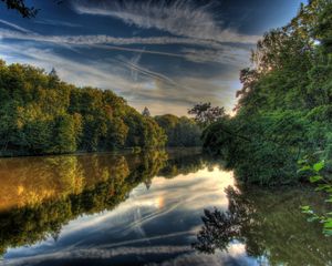 Превью обои река, германия, пейзаж, hessen lich, hdr, природа