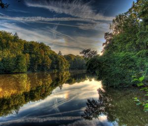 Превью обои река, германия, пейзаж, hessen lich, hdr, природа