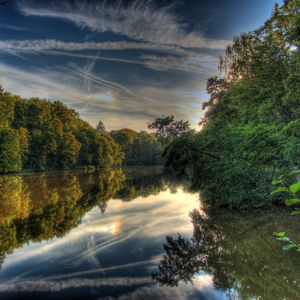 Превью обои река, германия, пейзаж, hessen lich, hdr, природа