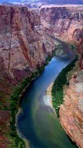 Превью обои река, изгибы, каньоны, зелень
