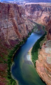 Превью обои река, изгибы, каньоны, зелень