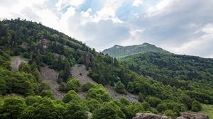 Превью обои река, камни, горы, облака