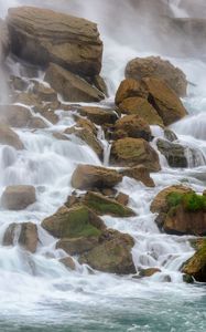 Превью обои река, камни, поток, вода, брызги