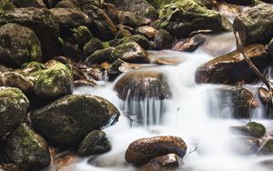 Превью обои река, камни, скалы, вода