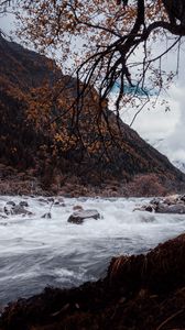 Превью обои река, камни, вода, поток, пейзаж