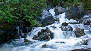 Превью обои река, камни, вода, поток