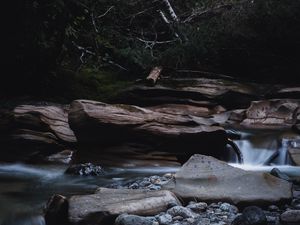 Превью обои река, камни, вода, кусты