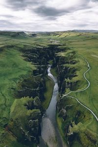 Превью обои река, каньон, вид сверху, природа, пейзаж