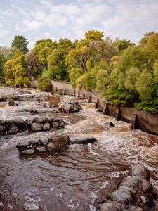 Превью обои река, каскад, камни, деревья, природа