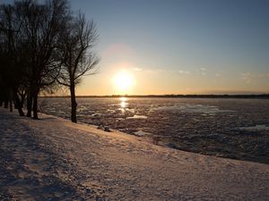 Превью обои река, лед, солнце, весна, таяние, блеск