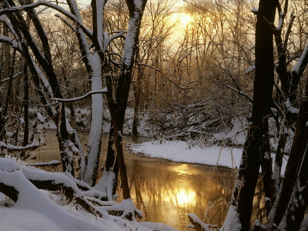 Река снег солнце