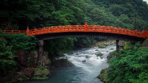 Превью обои река, мост, япония, природа