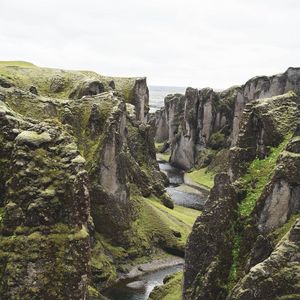 Превью обои река, обрыв, скалы, каменный, пейзаж, исландия