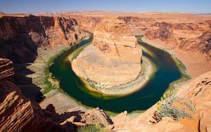 Превью обои река, окружность, каньон, пустыня, вода