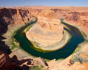 Превью обои река, окружность, каньон, пустыня, вода