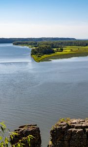 Превью обои река, острова, деревья, камни, природа