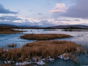 Превью обои река, острова, вода, лед, природа