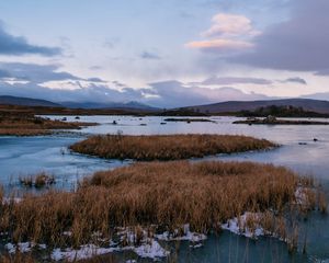 Превью обои река, острова, вода, лед, природа