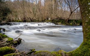 Превью обои река, пейзаж, деревья, каскад, природа