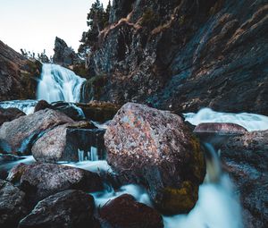 Превью обои река, ручей, камни, скалы, вода