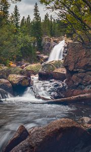 Превью обои река, ручей, камни, вода, пейзаж, природа