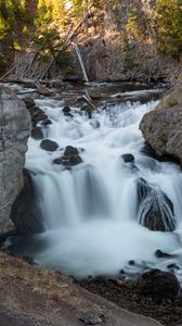 Превью обои река, скалы, камни, вода, поток