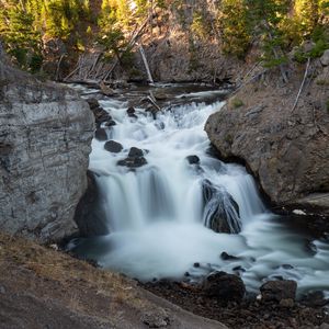 Превью обои река, скалы, камни, вода, поток