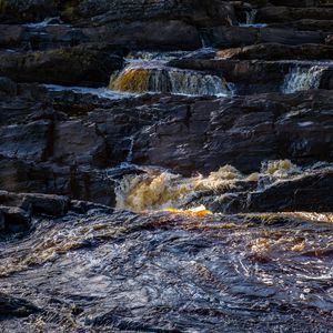 Превью обои река, скалы, каскад, вода, поток