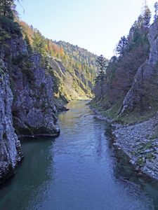 Превью обои река, скалы, лес