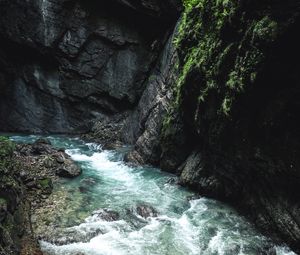 Превью обои река, скалы, поток, вода