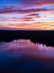 Превью обои река, вечер, небо, вода, закат