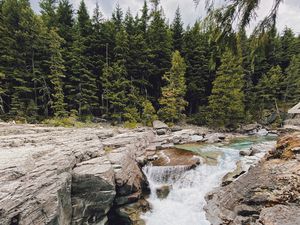 Превью обои река, вода, камни, деревья, природа, пейзаж