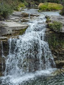 Превью обои река, вода, каскад, водопад, камни, природа