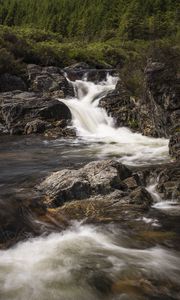 Превью обои река, вода, каскад, камни, природа