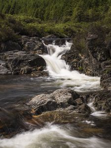 Превью обои река, вода, каскад, камни, природа