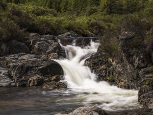 Превью обои река, вода, каскад, камни, природа