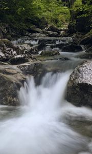 Превью обои река, вода, водопад, каскад, камни, природа