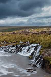 Превью обои река, водопады, долина, облака, пейзаж