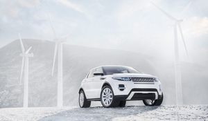 Превью обои рендж ровер, белый, ветряки, паркетник, джип, land rover