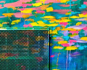Превью обои решетка, краска, стена, разноцветный, street art