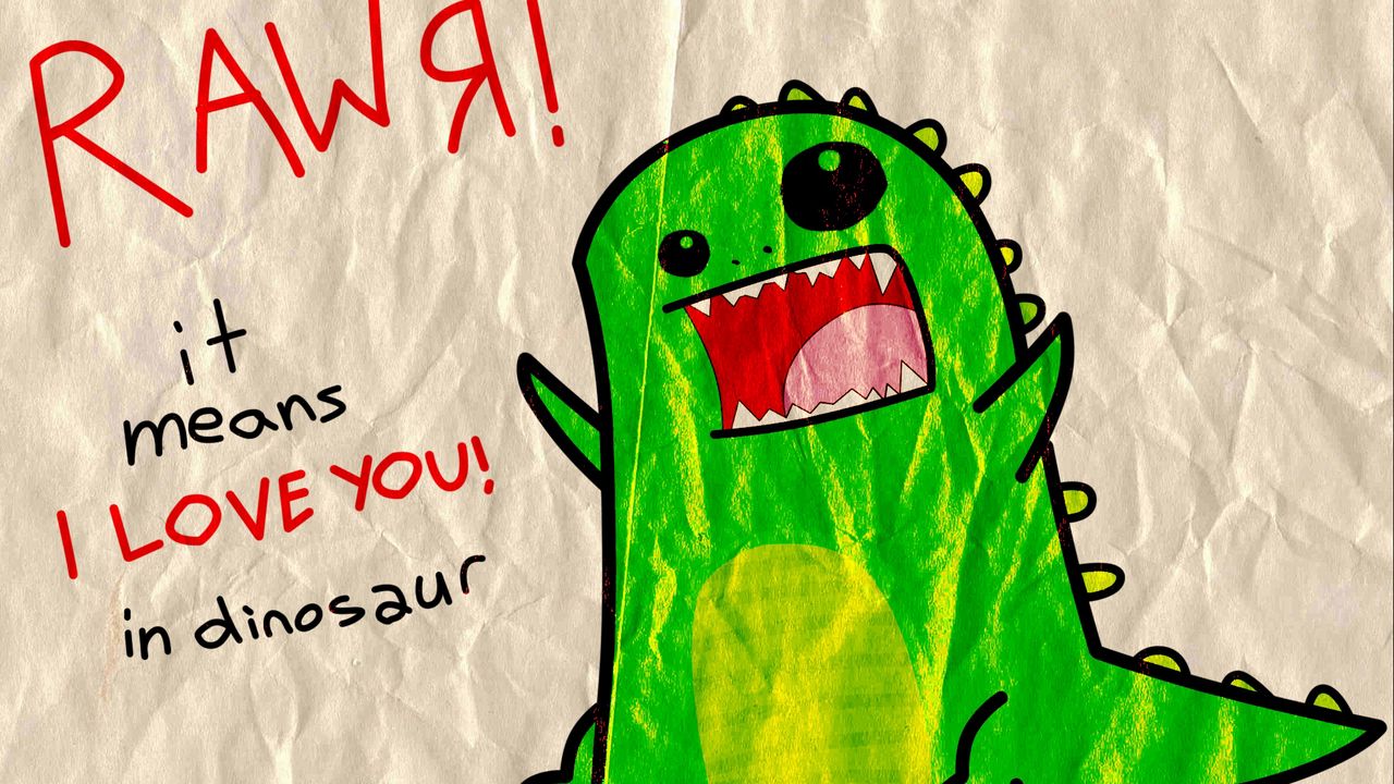 Обои рисунок, динозавр, животное, зеленый, бумага