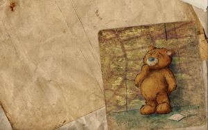 Превью обои рисунок, медведь, бумага, старый