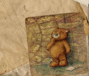 Превью обои рисунок, медведь, бумага, старый