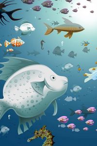 Превью обои рисунок, рыбы, подводный мир