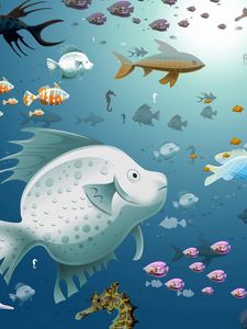 Превью обои рисунок, рыбы, подводный мир