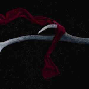Превью обои рог, шарф, звездное небо, темный